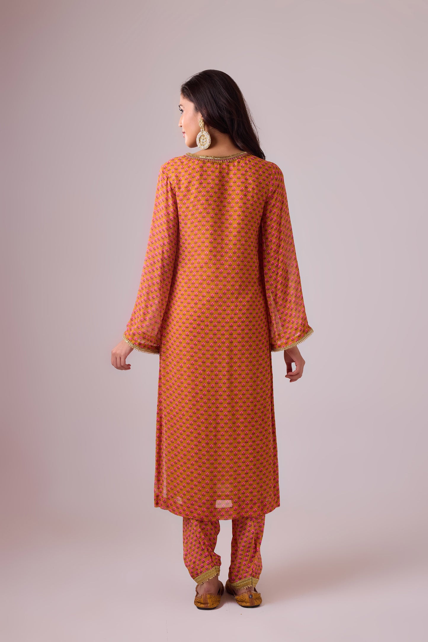 Haldi Georgette kurti and crepe salwar