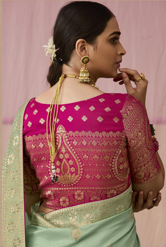 Mint Green Dola Viscose Silk Premika Saree