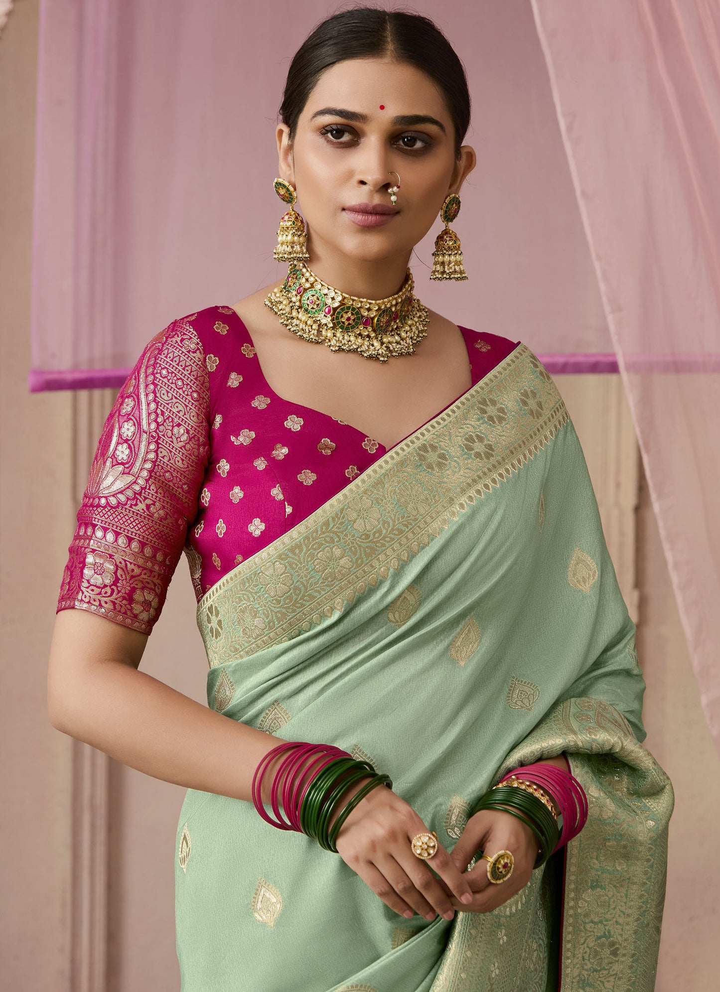 Mint Green Dola Viscose Silk Premika Saree