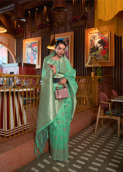 Green Kamairah Silk Tussar Silk Handloom Saree