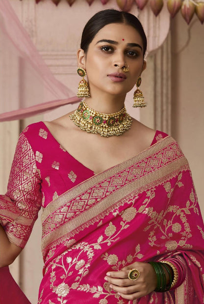 Rani Pink Dola Viscose Silk Premika Saree