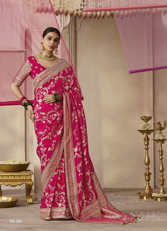 Rani Pink Dola Viscose Silk Premika Saree