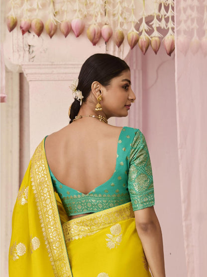 Lemon Yellow Dola Viscose Silk Premika Saree