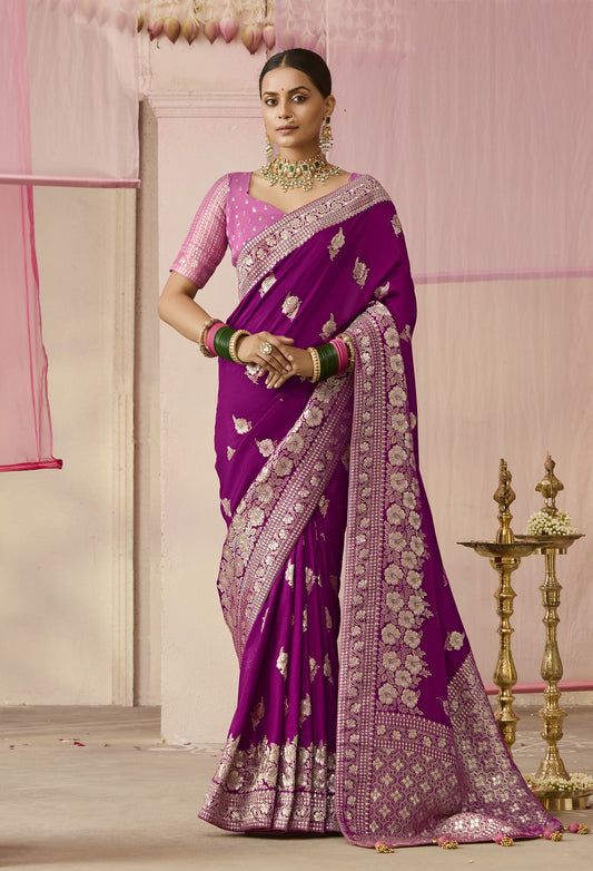 Deep Purple Dola Viscose Silk Premika Saree