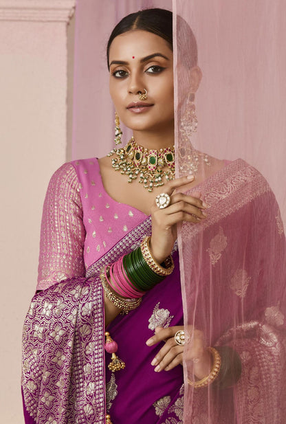 Deep Purple Dola Viscose Silk Premika Saree