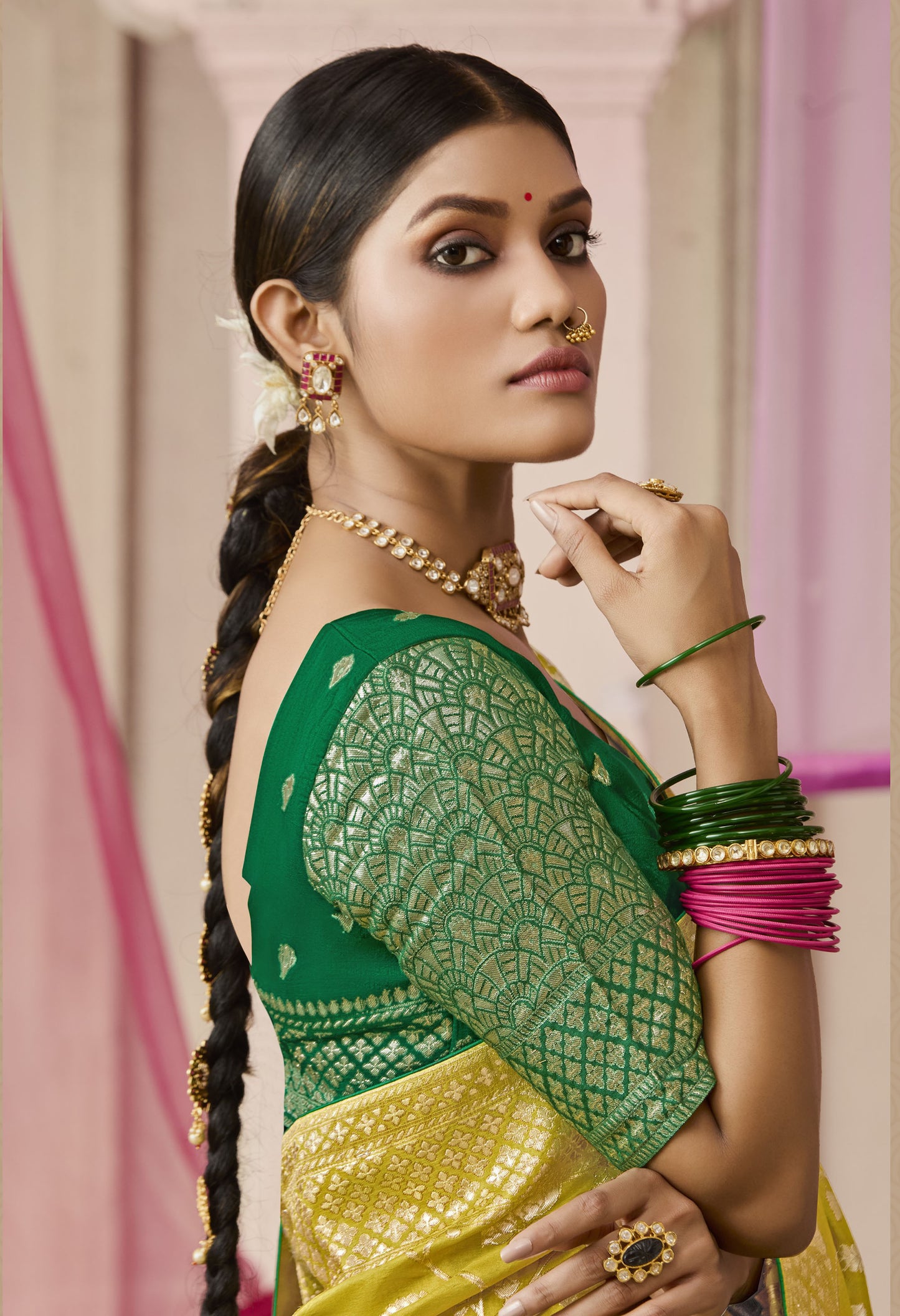 Mustard Yellow Dola Viscose Silk Premika Saree