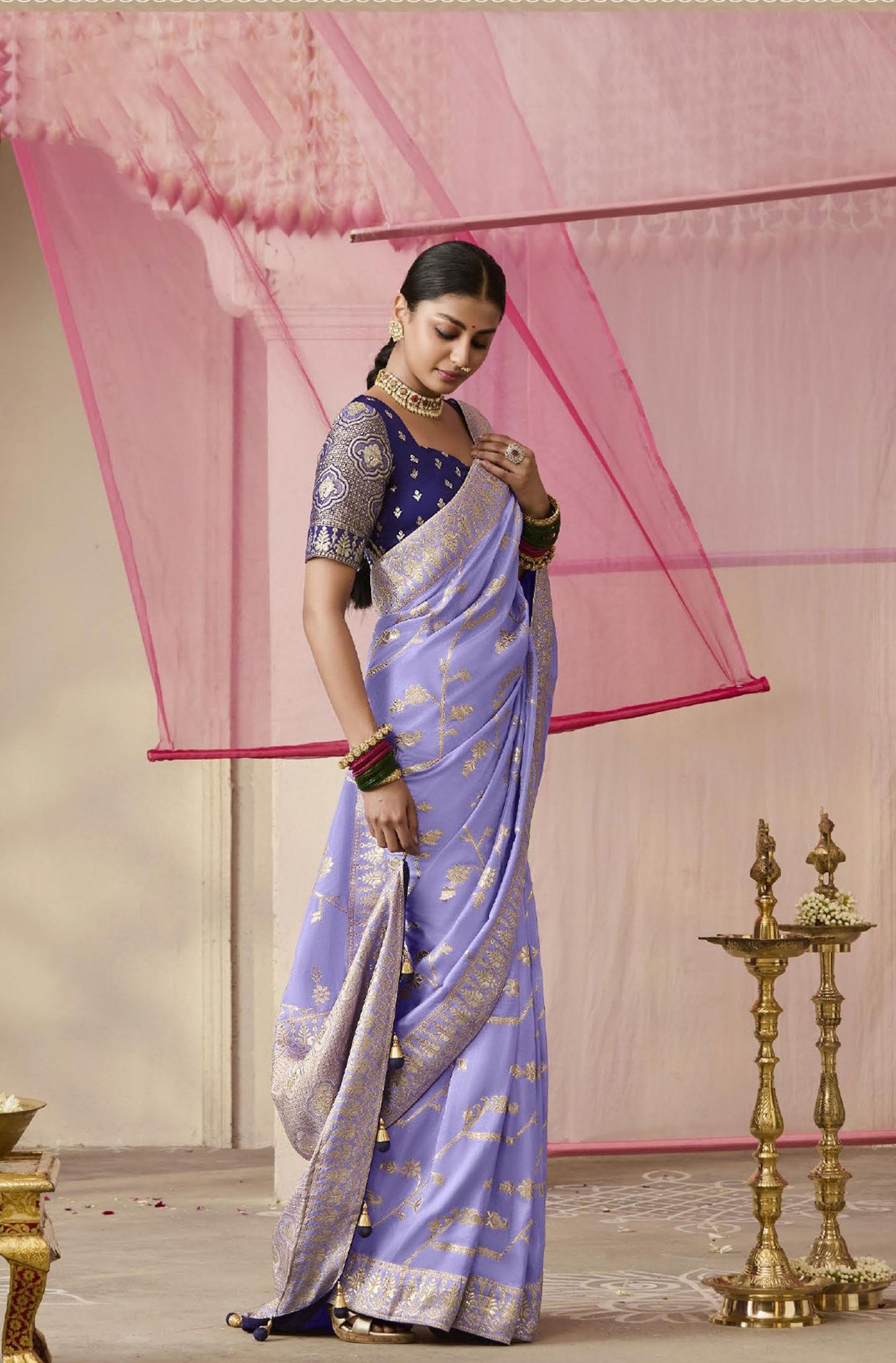 Periwinkle Blue Dola Viscose Silk Premika Saree