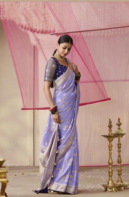 Periwinkle Blue Dola Viscose Silk Premika Saree