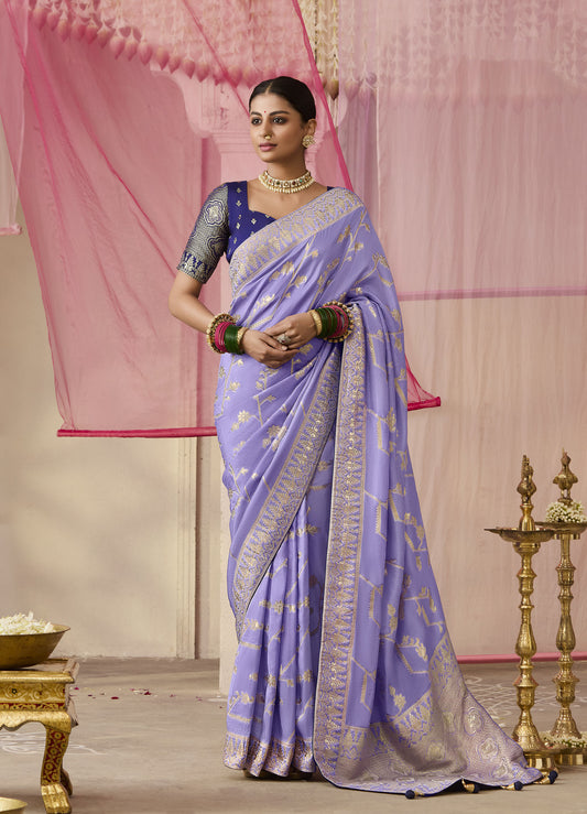 Periwinkle Blue Dola Viscose Silk Premika Saree