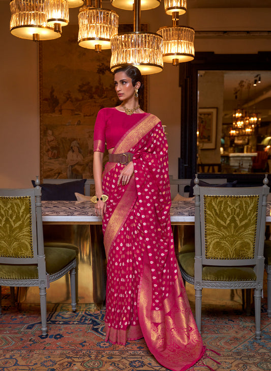 Red Kloset Silk Pure khadi Zari woven saree