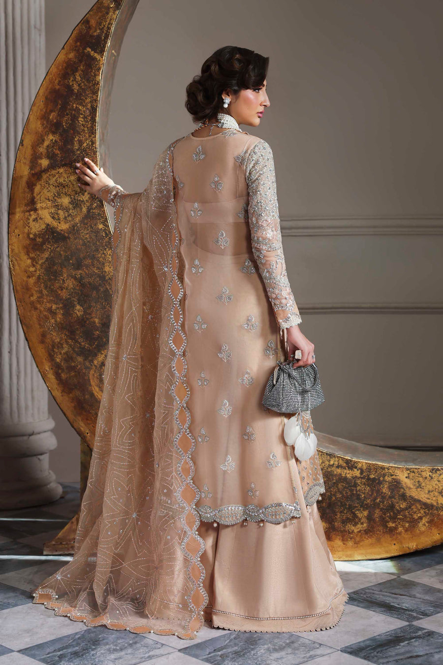 peach organza dress Peach Organza Floral Dress for Women "Fleur"