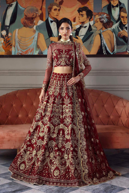 Shahbano - Red Net Heavy Embroidered Wedding Anarkali