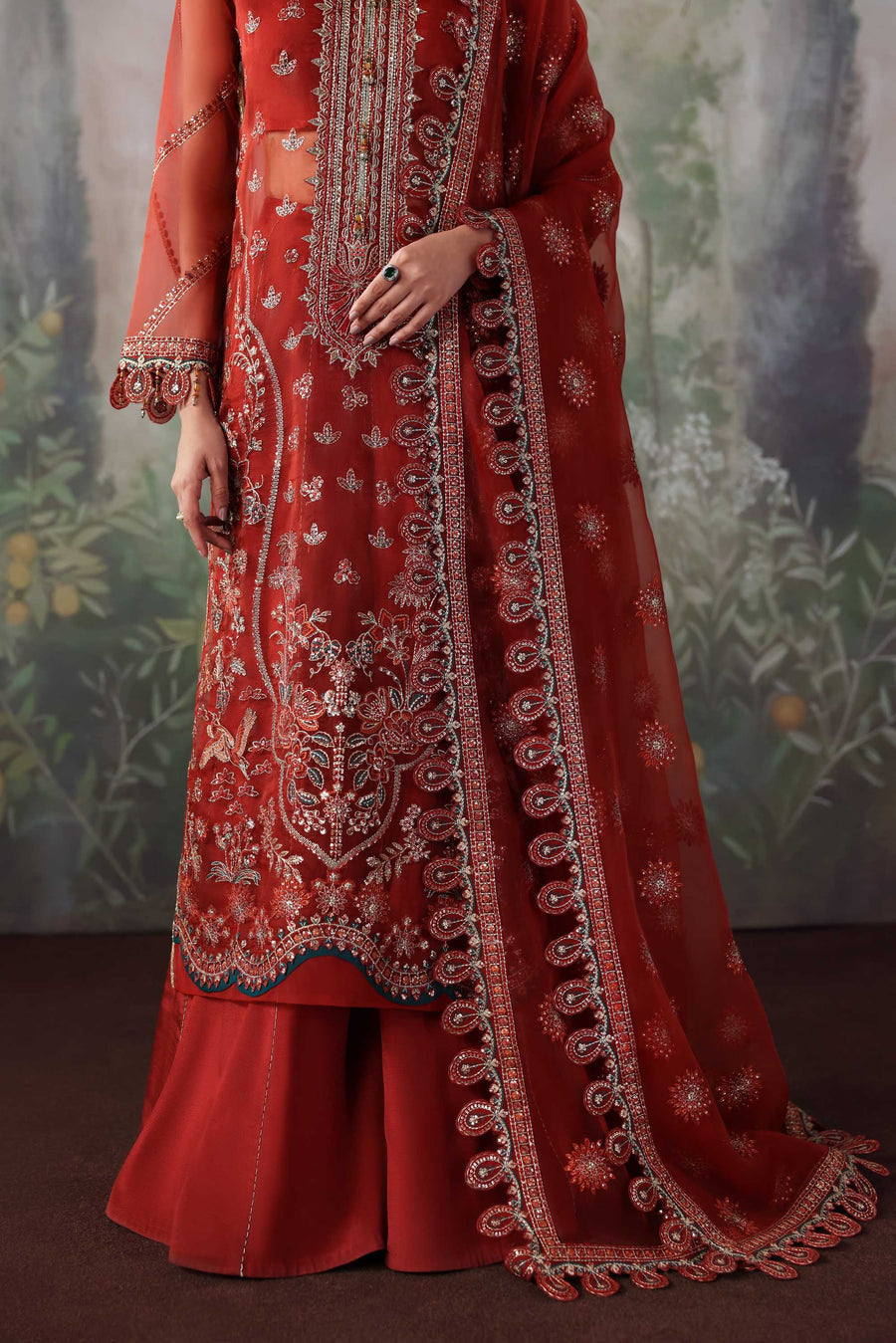 Laalroz - Maroon Organza Heavy Sequins Embroidered Wedding Salwar Kameez