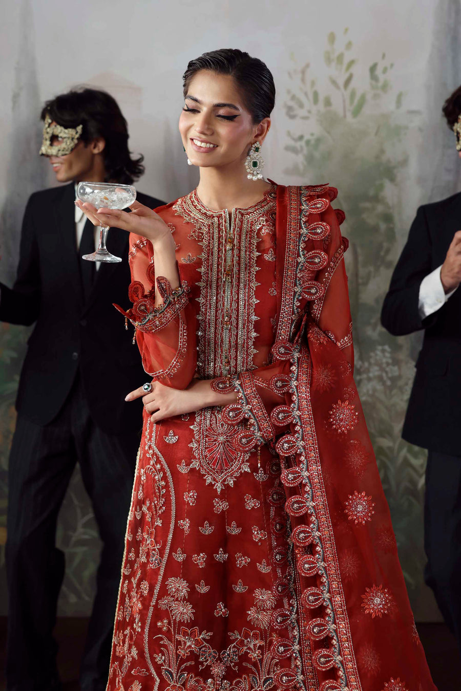 Laalroz - Maroon Organza Heavy Sequins Embroidered Wedding Salwar Kameez