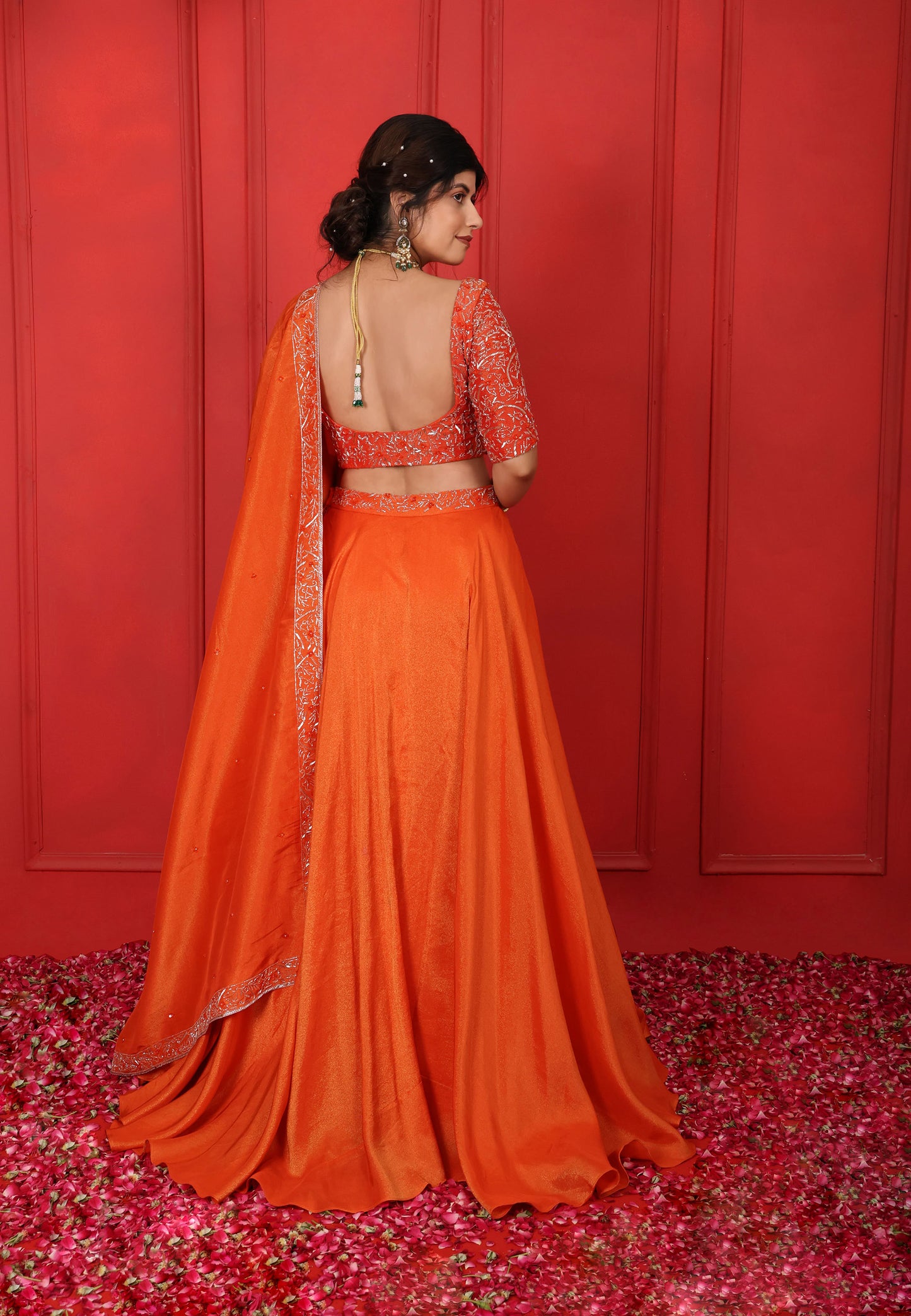 Sweetheart Neckline Lehenga Set With Sleeves