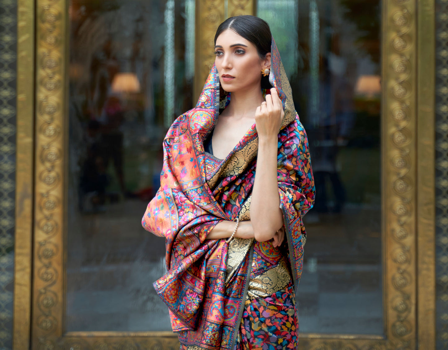 Black Kashifa Silk Kashmir Modal Handloom Saree