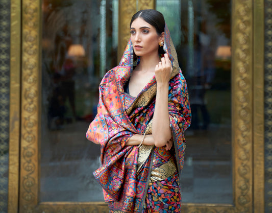 Black Kashifa Silk Kashmir Modal Handloom Saree