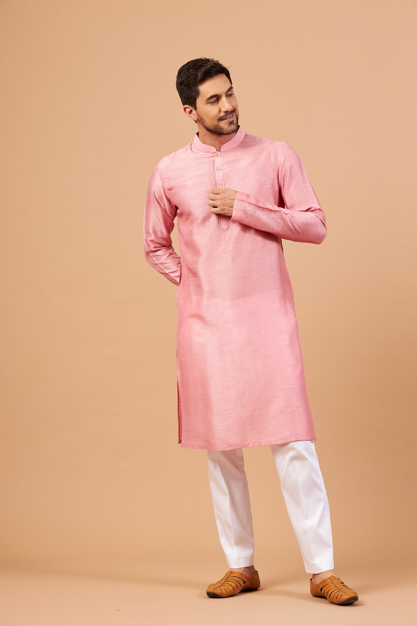 Pink Raw Silk Formal ( only Kurta )
