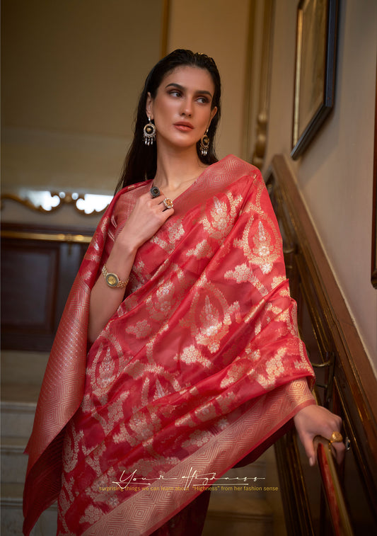 Coral Keesha Organza Two tone Handloom Saree