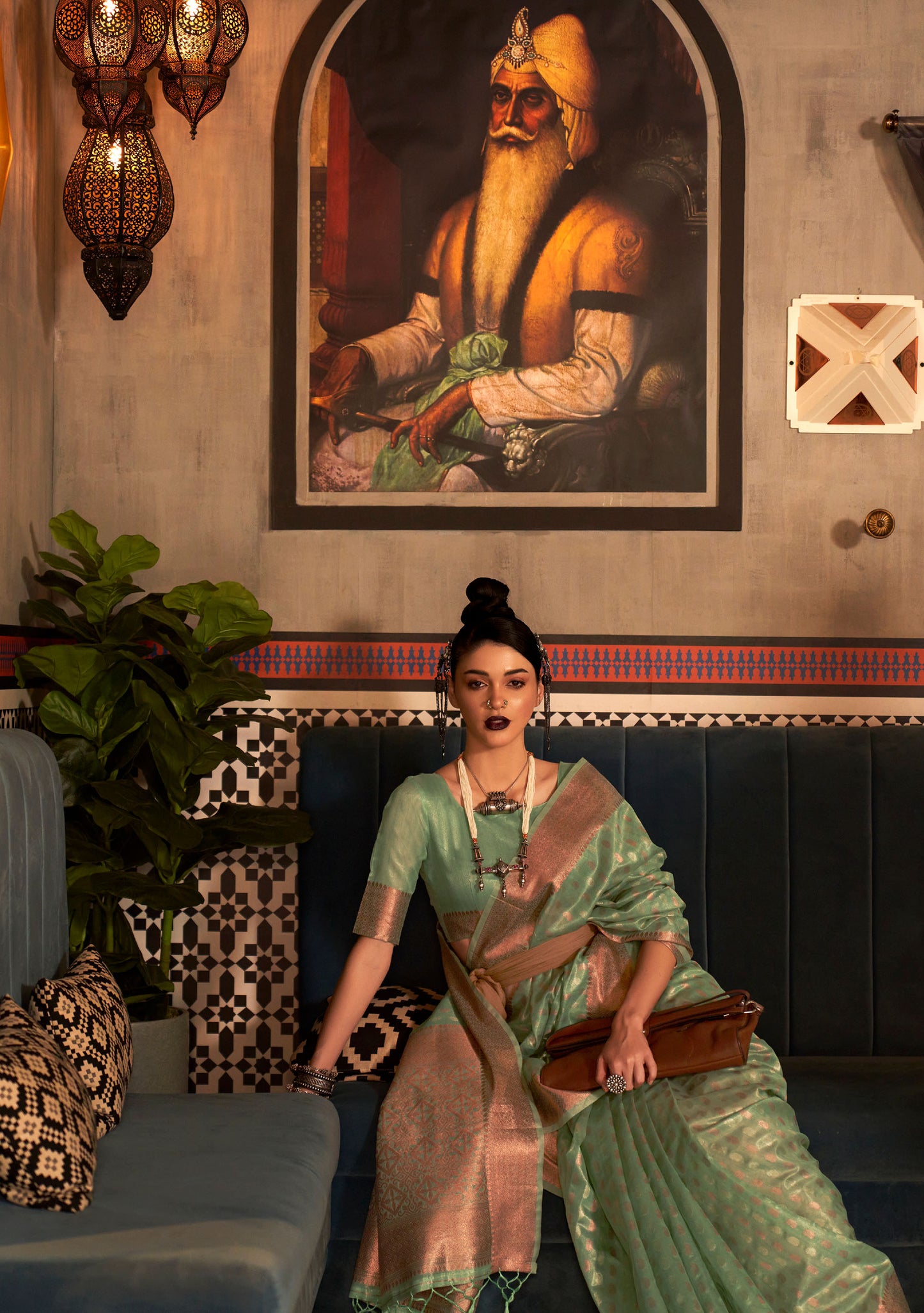 Green Karshini Silk Tissue Zari Handloom Saree