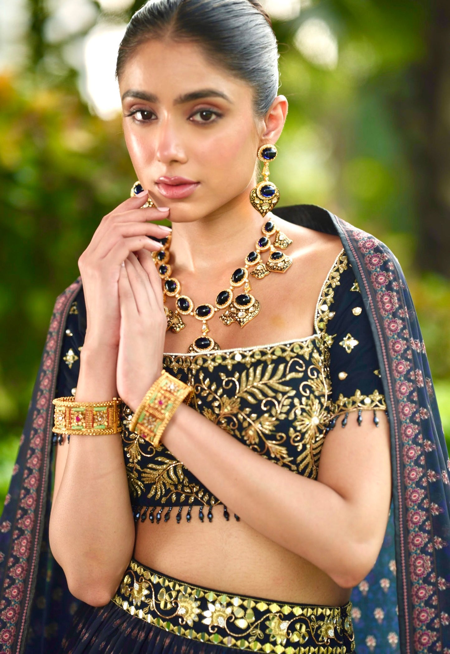 Blue black Jahaan lehenga set