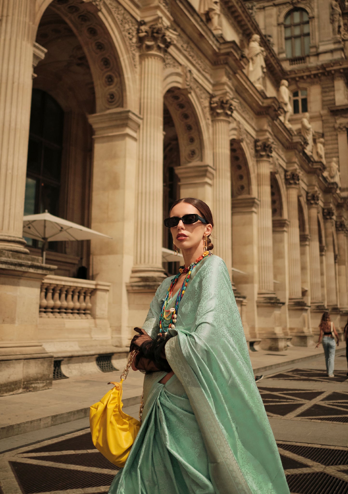 Green Kavinci Silk Pure Satin Handloom saree