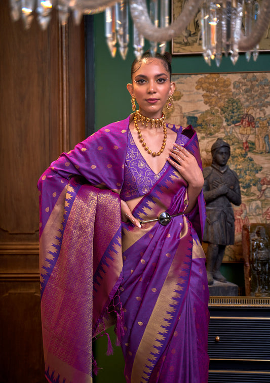 Purple Karissa Silk Handloom Saree