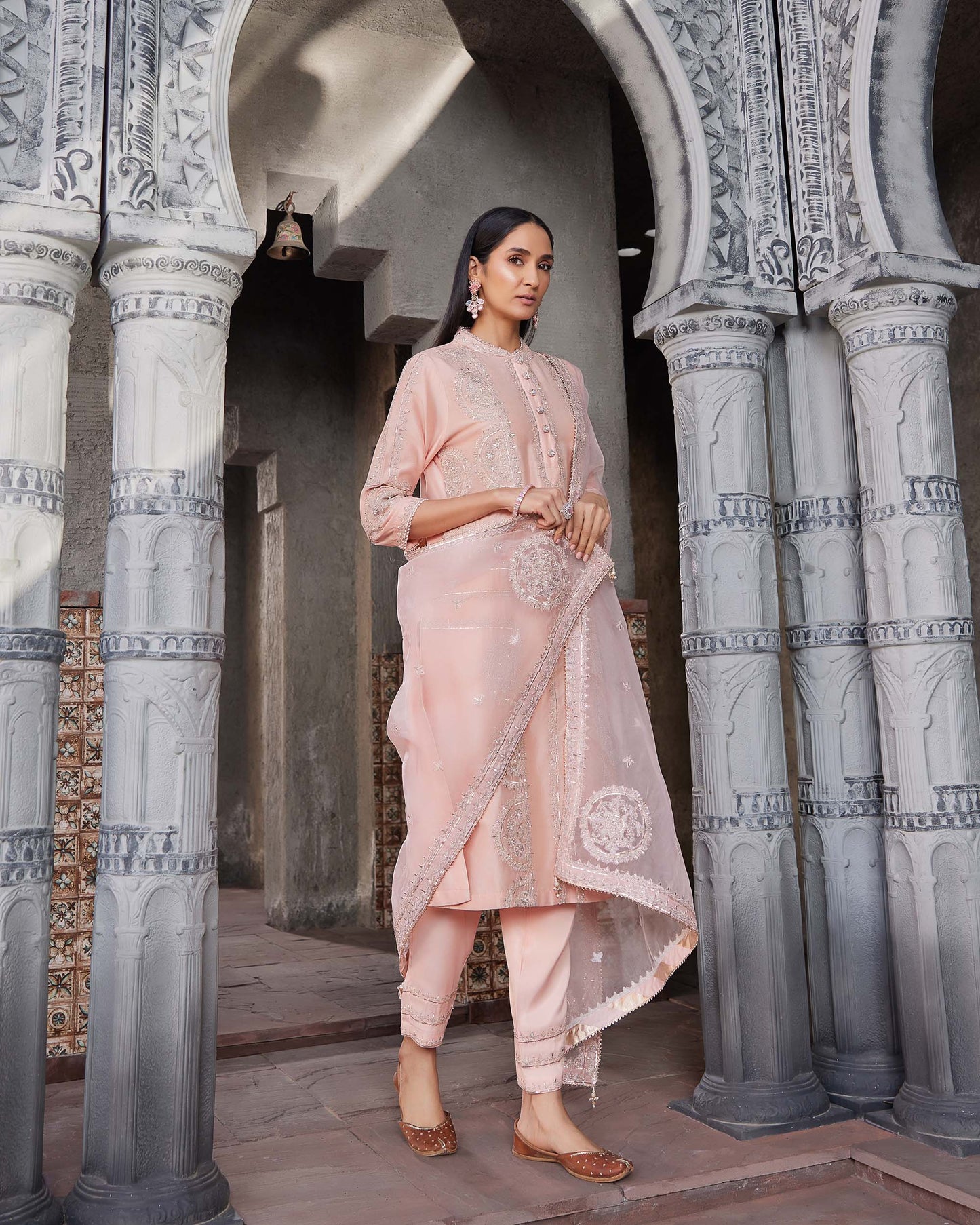 Ek Baag Peach Pure chanderi Kurta set