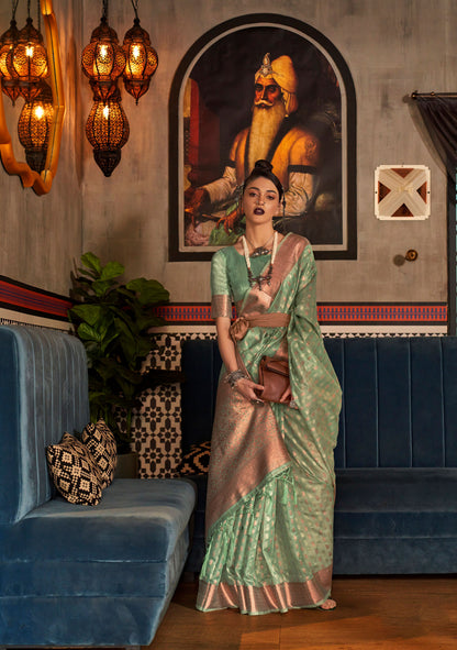 Green Karshini Silk Tissue Zari Handloom Saree