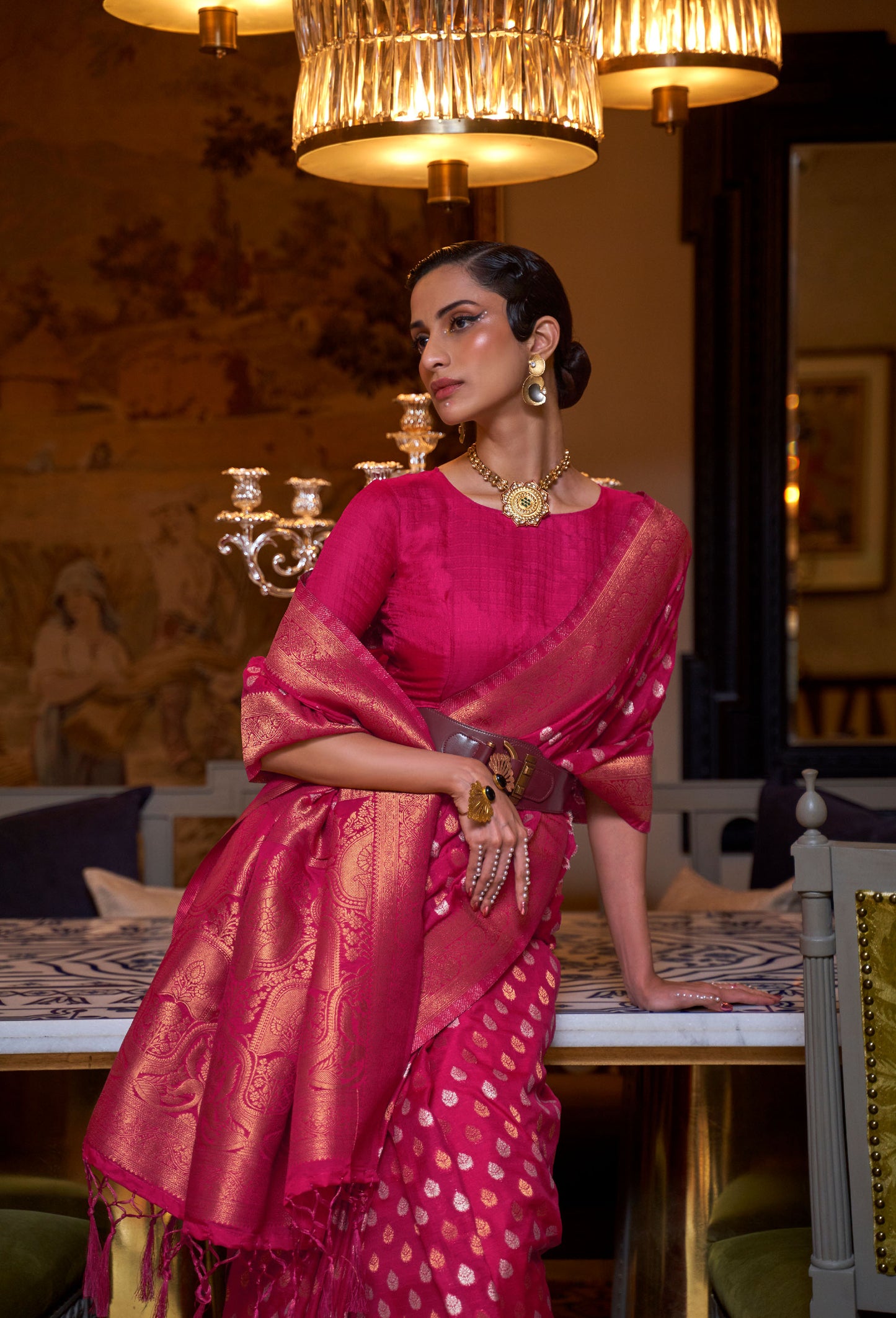 Red Kloset Silk Pure khadi Zari woven saree