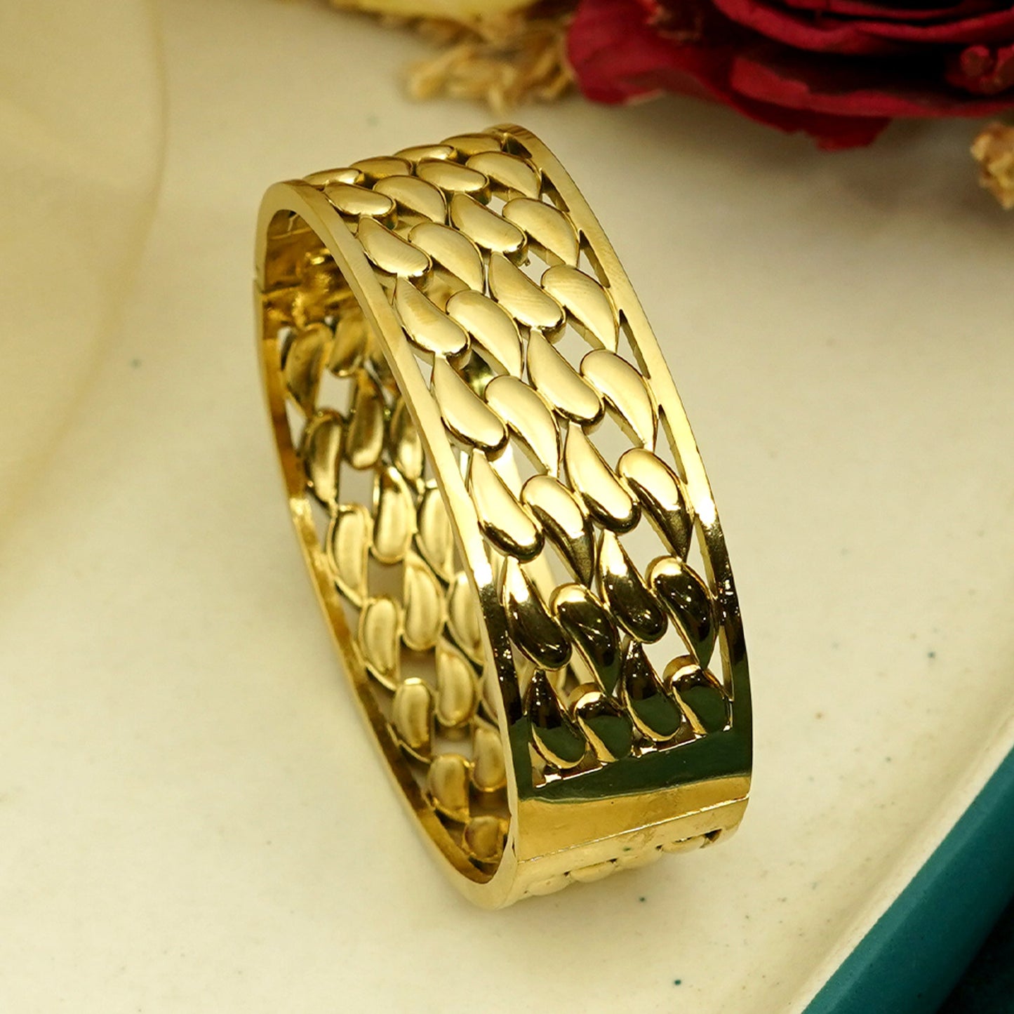 Zevar Club Gold Tone Stainless Steel Link Design Waterproof Bracelet for Women