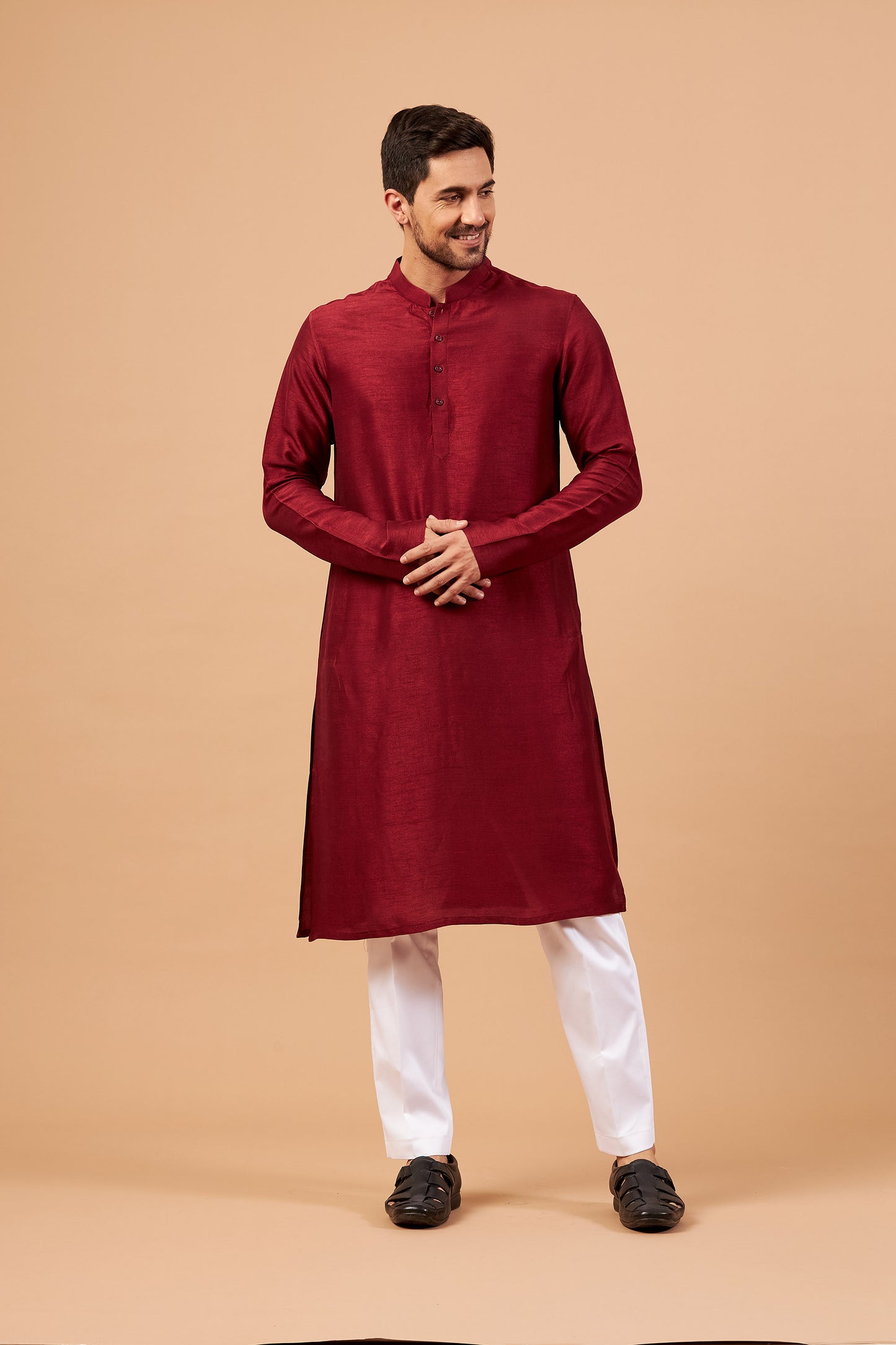 Maroon Raw Silk Festive ( only Kurta )