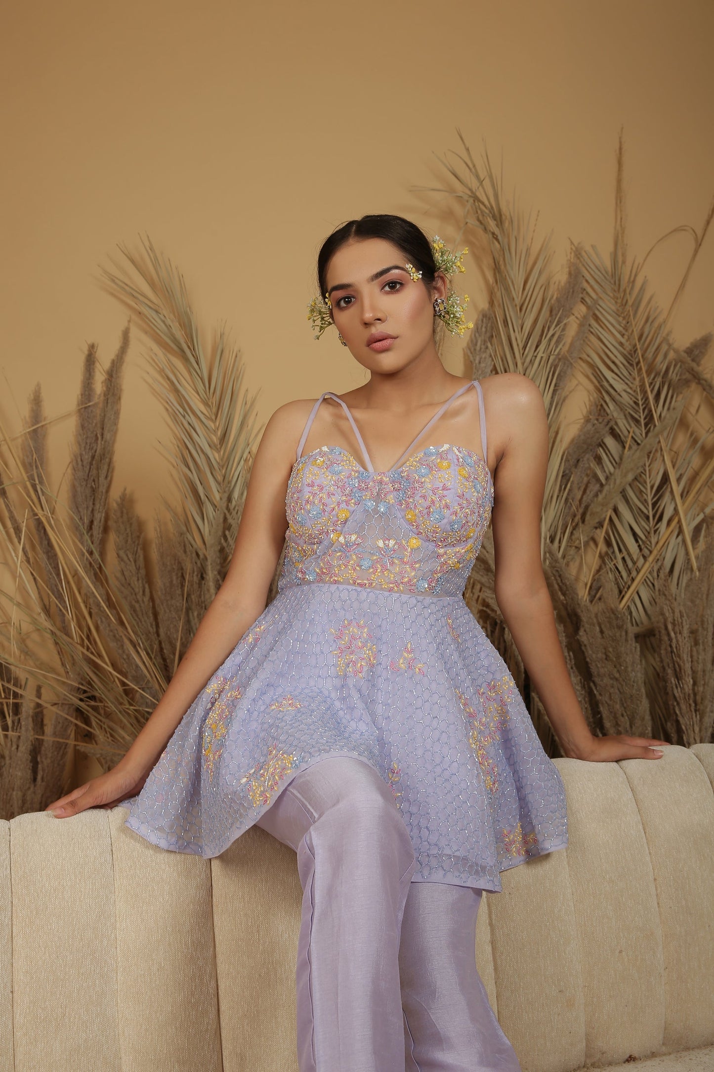 Lavender Corset peplum set