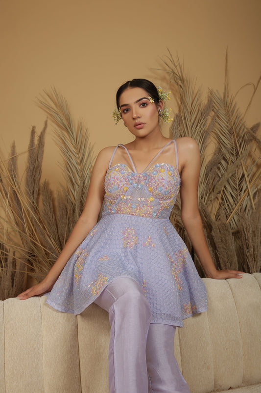 Lavender Corset peplum set