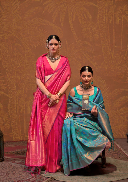 Teal Green Kaala Ruby Handloom Silk Saree