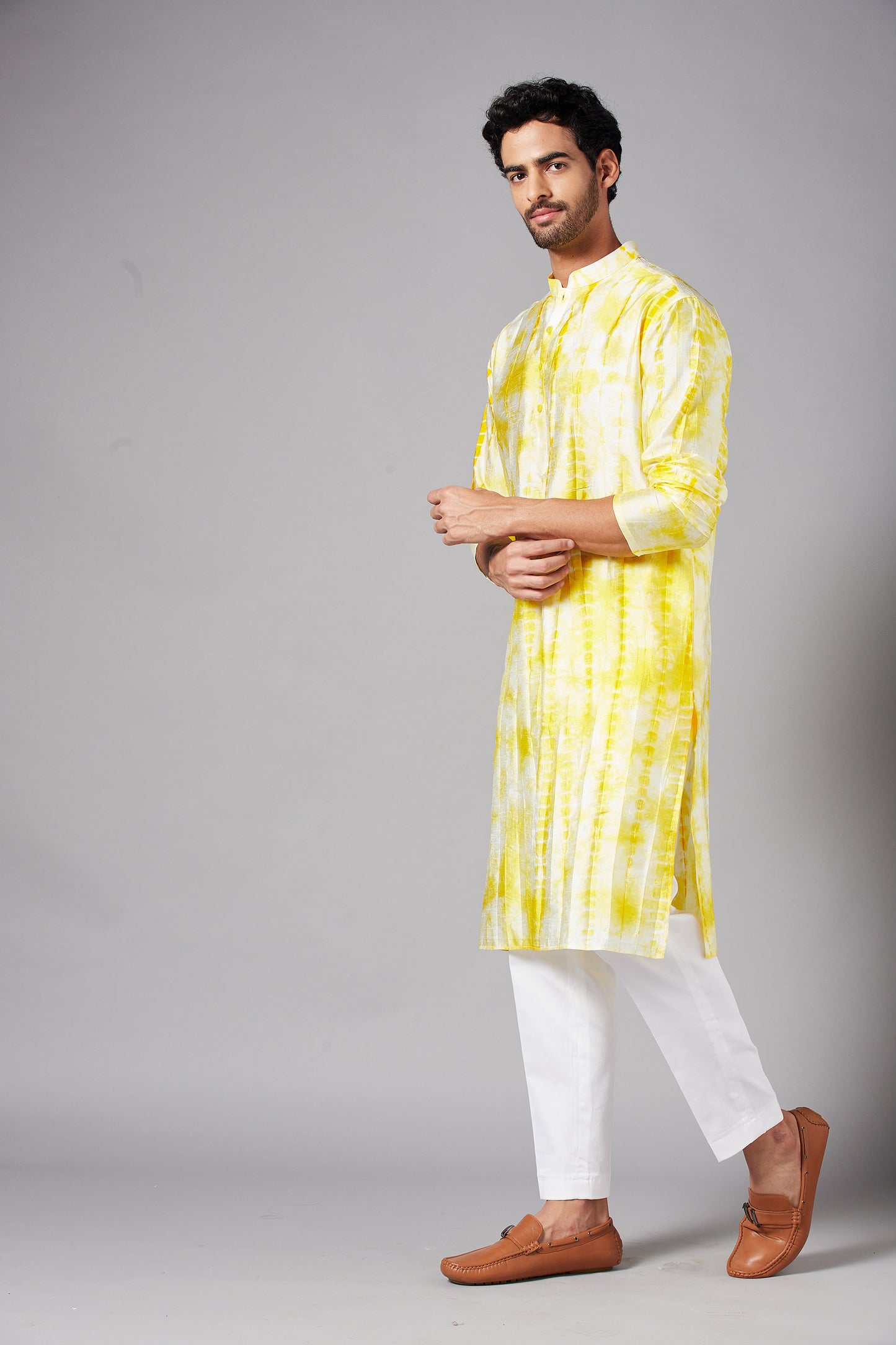 Yellow Raw Silk Bandhani Festive ( only Kurta )