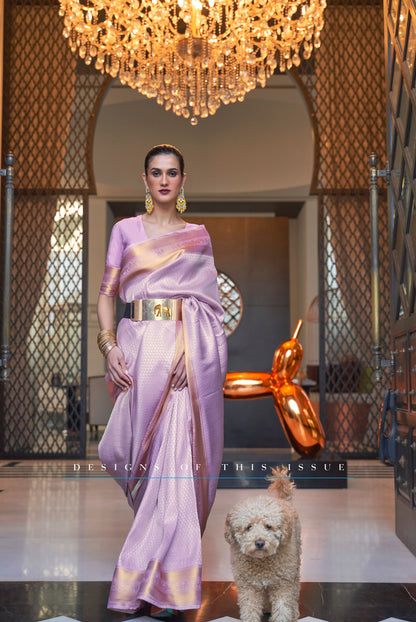 Lavender Khitaab Silk Handloom Saree