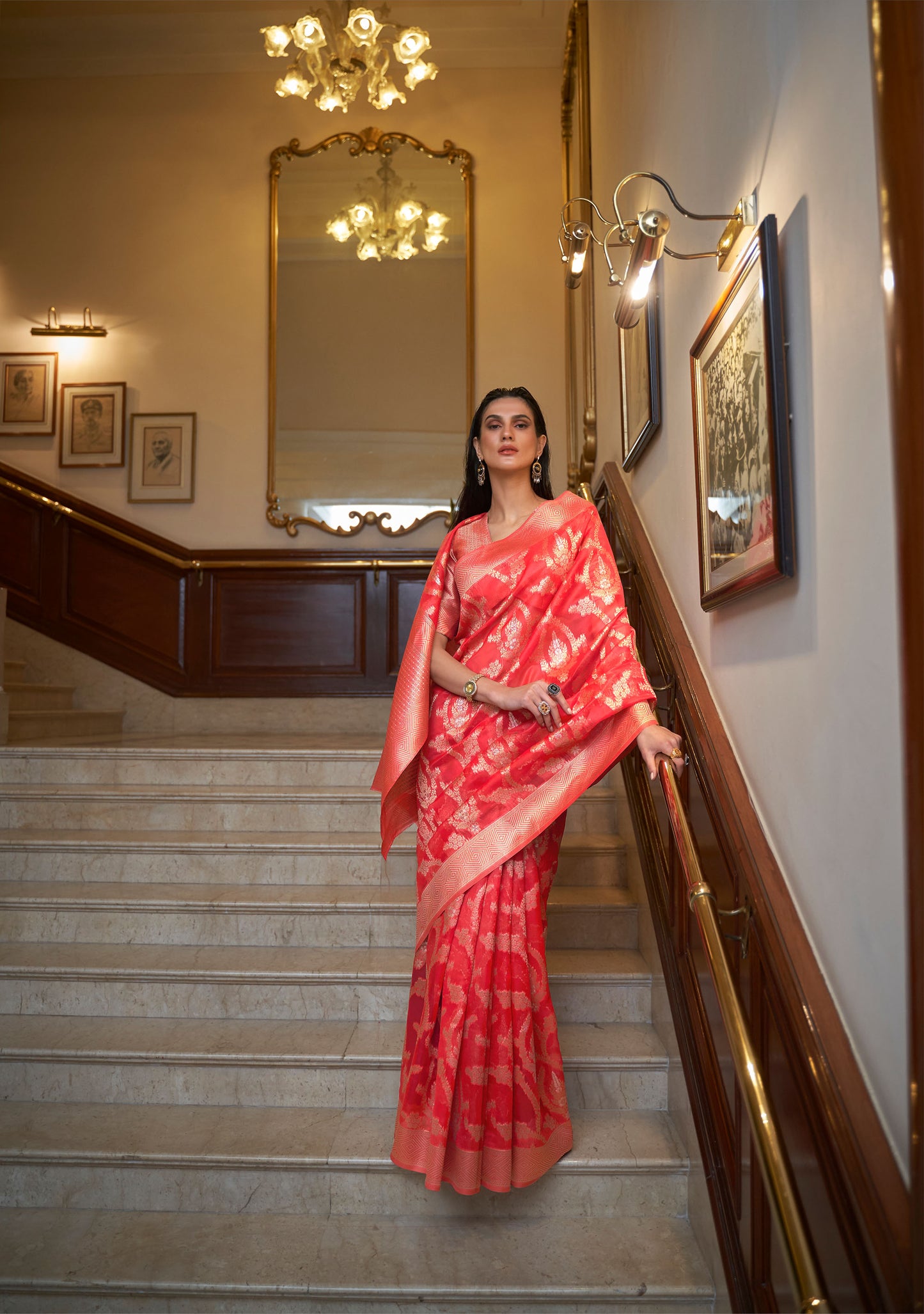 Coral Keesha Organza Two tone Handloom Saree