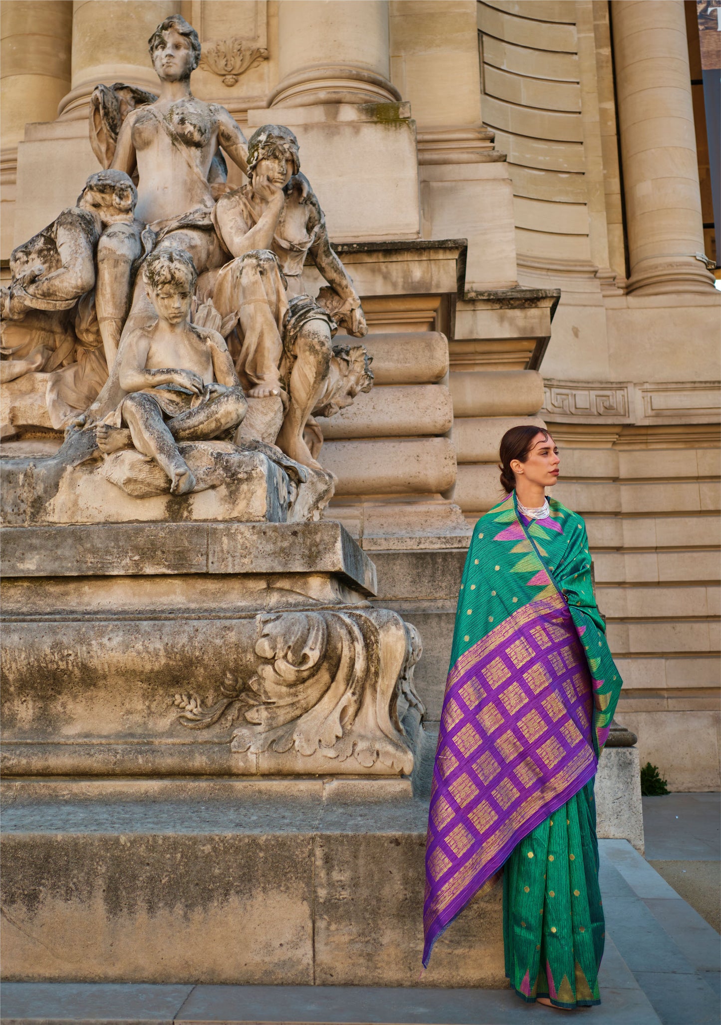 Teal Green Khwaab Handloom Khadi Silk Saree