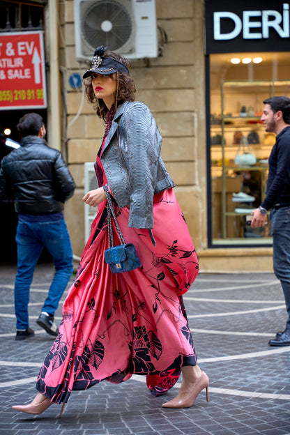 Pink Klutch Japan Satin Print Saree