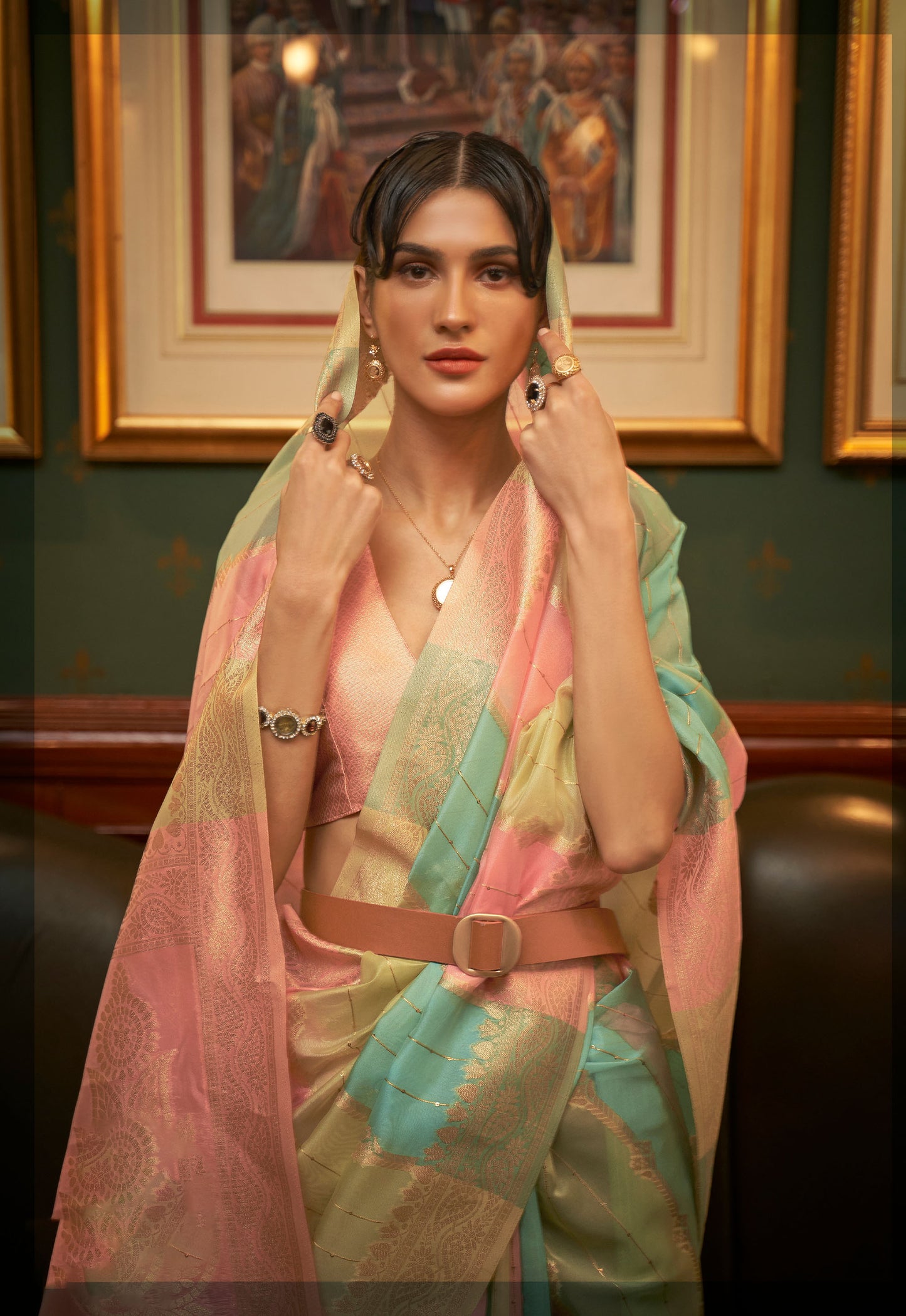 Pale Multi color Kenzo Organza Saree