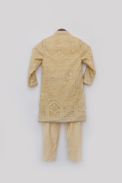 Gold Lucknowi Ajkan with Pant