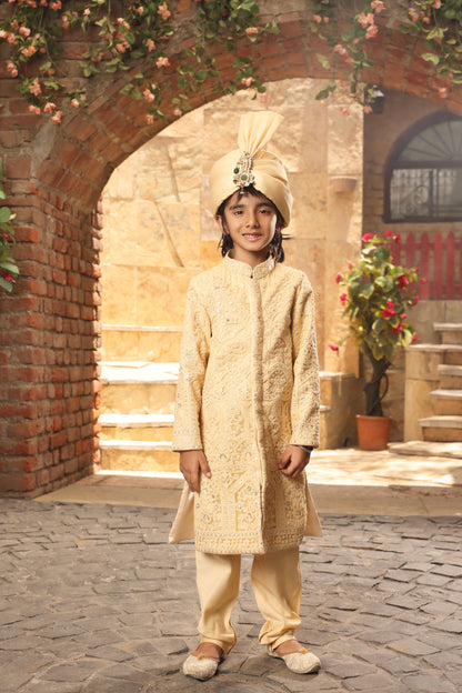 Gold Lucknowi Ajkan with Pant