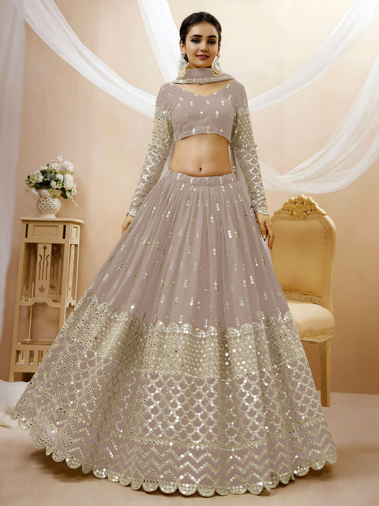 Grey Georgette Zari & Sequins, Dori Work Festive Lehenga