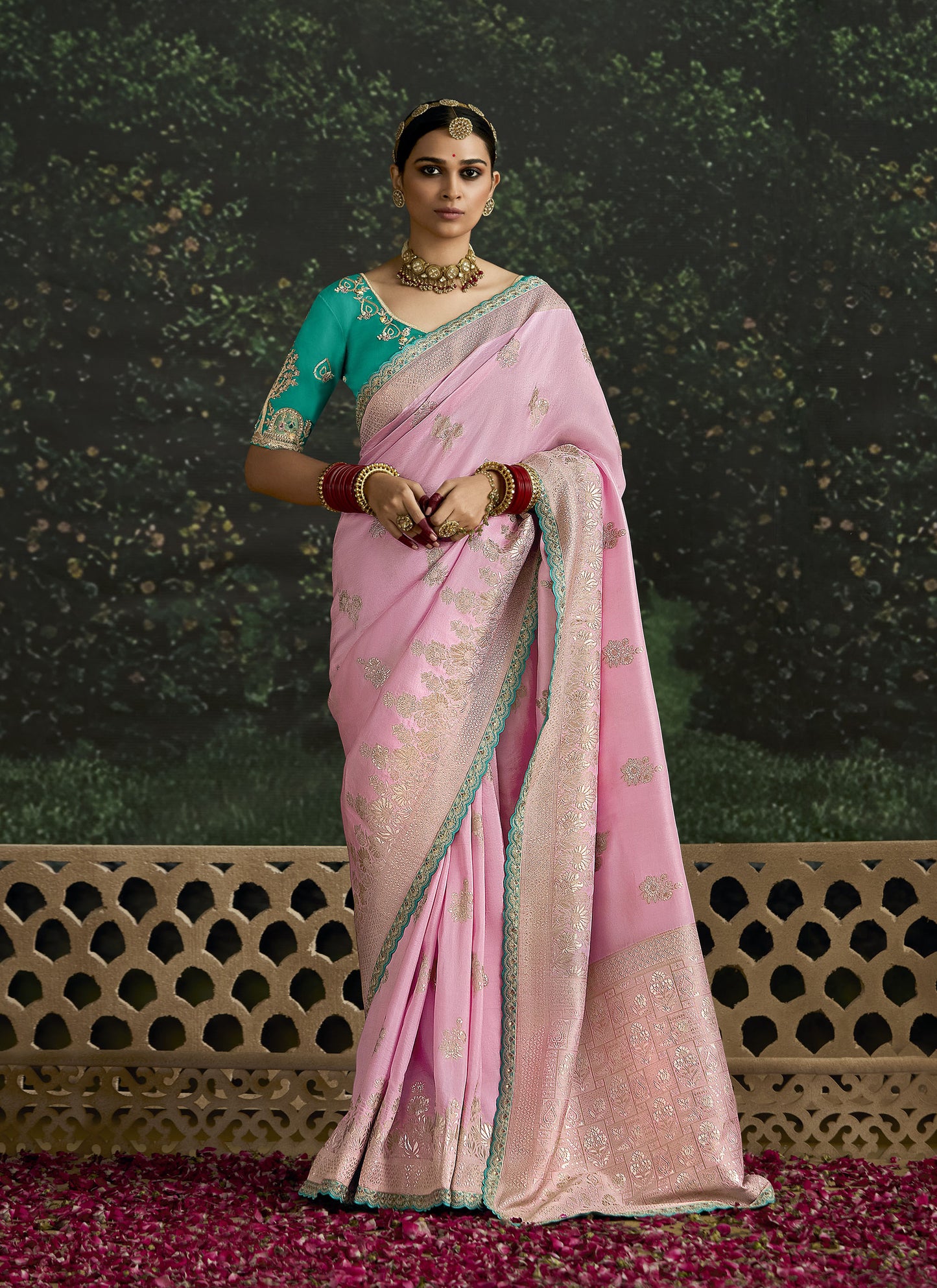 Pink Dola Silk Sequins Emboidery Baisaa Festive Saree