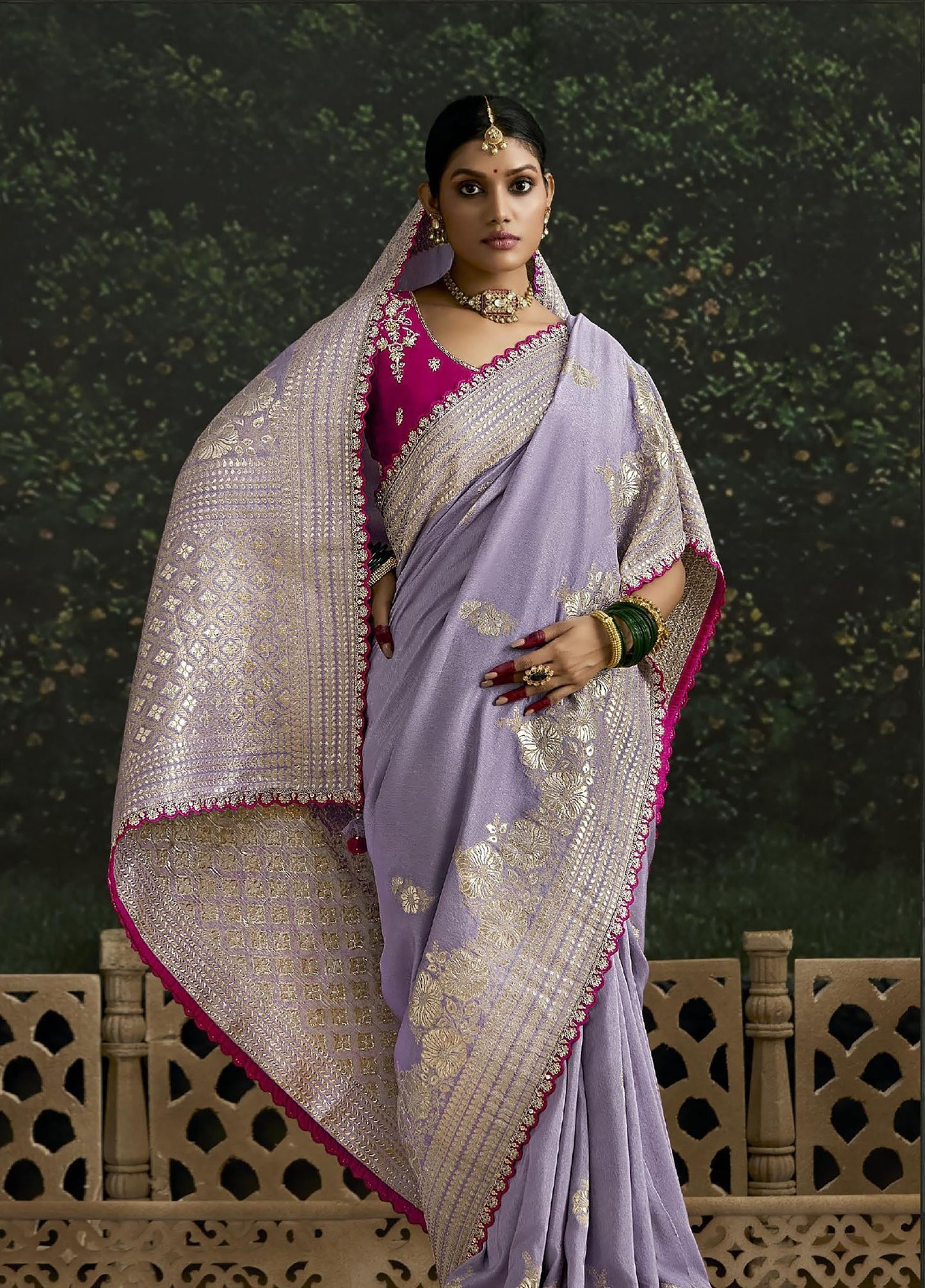 Lavender, Wine Dola Silk Sequins Emboidery Baisaa Festive Saree