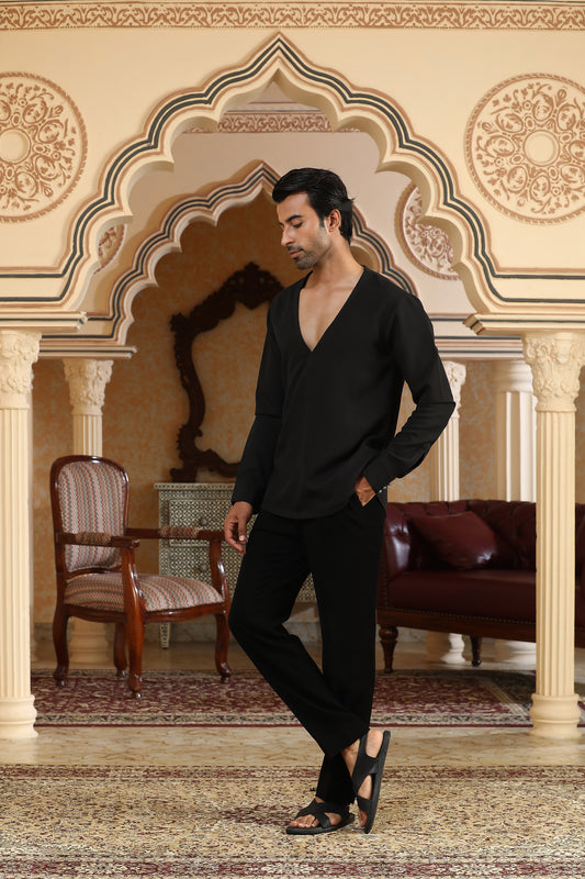 Nishaant - Black Italian Casual Shirt