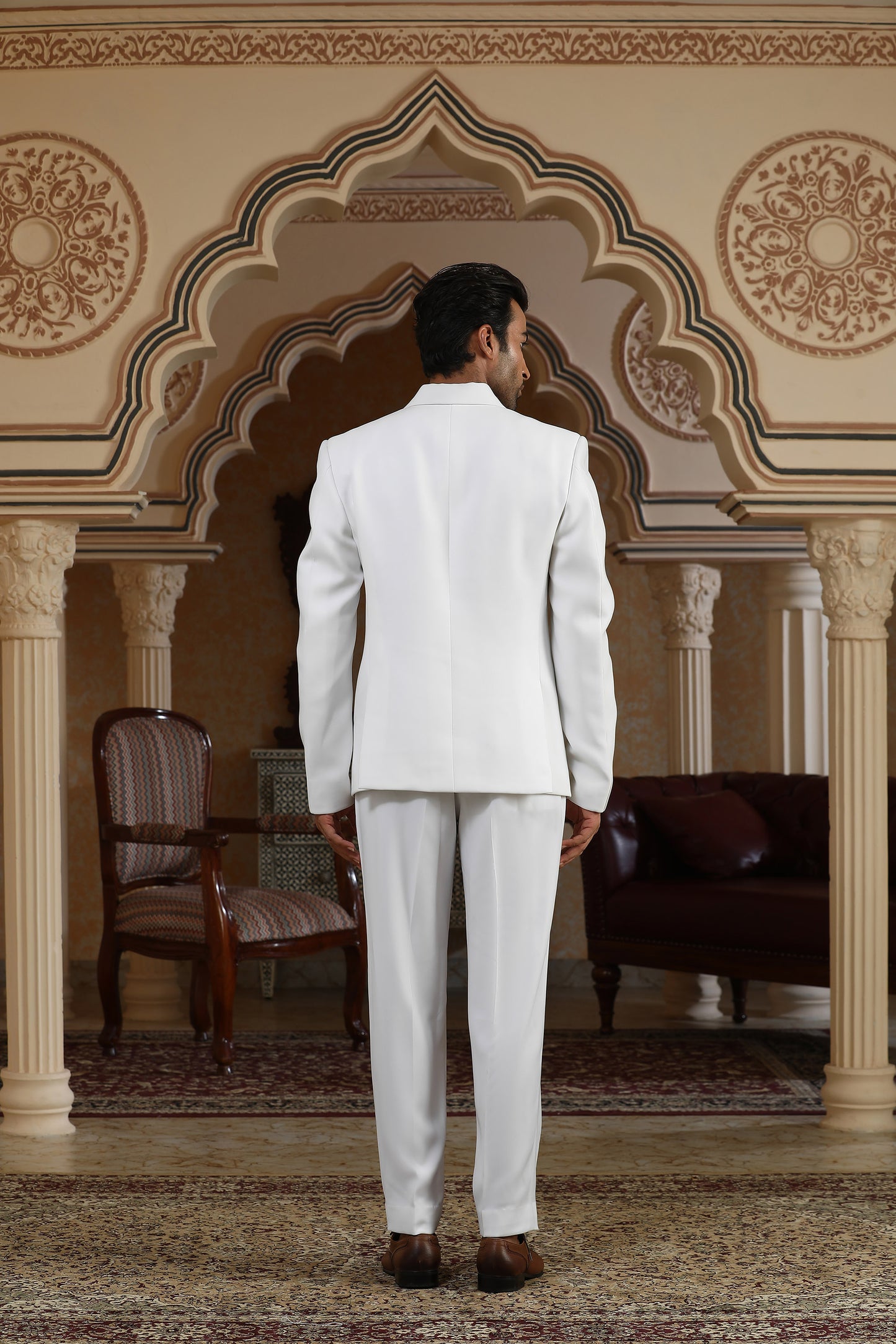 Classic White Italian Viscose Festive Suit Set