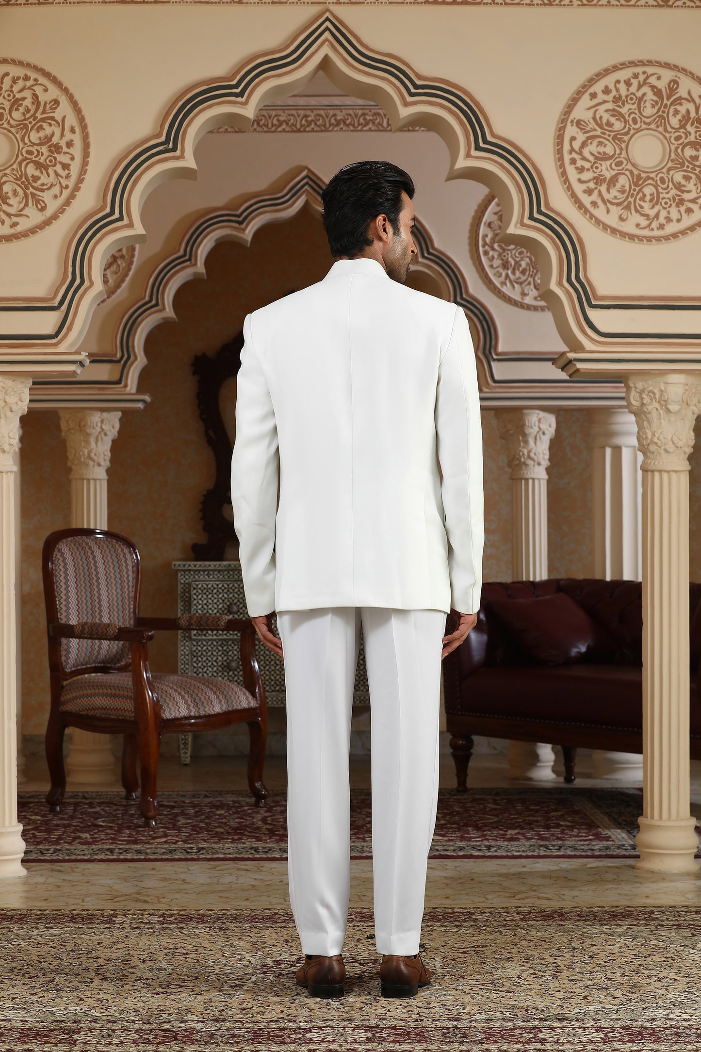 Chand Saaz - White Italian Viscose Festive Bandhgala Set