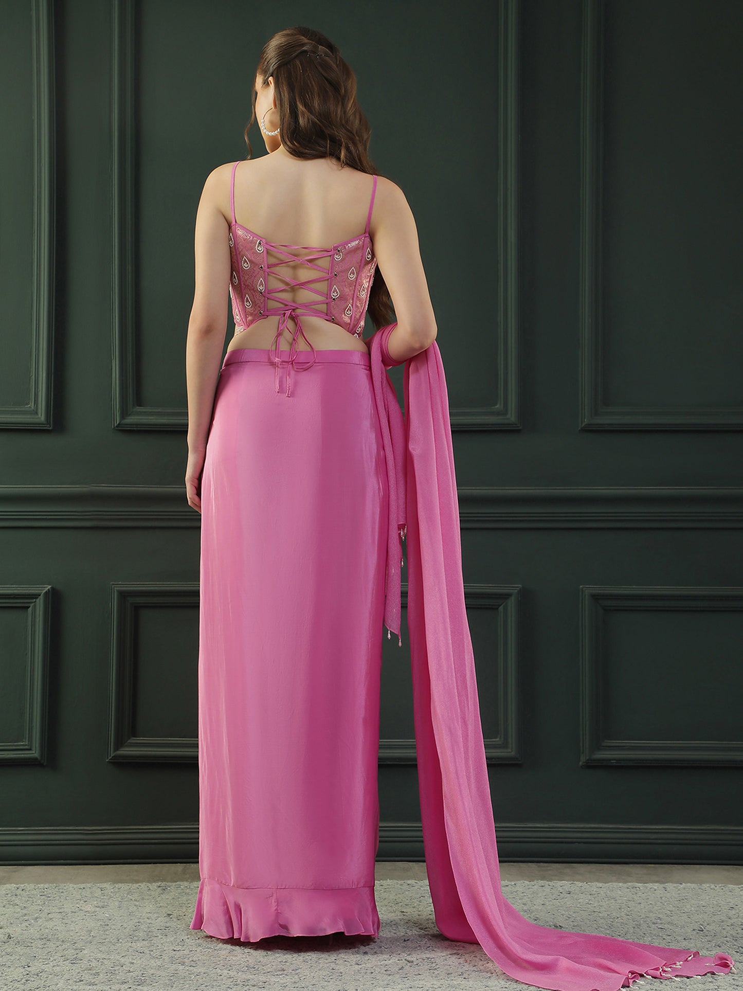 Fuscia Pink Drape Skirt Set